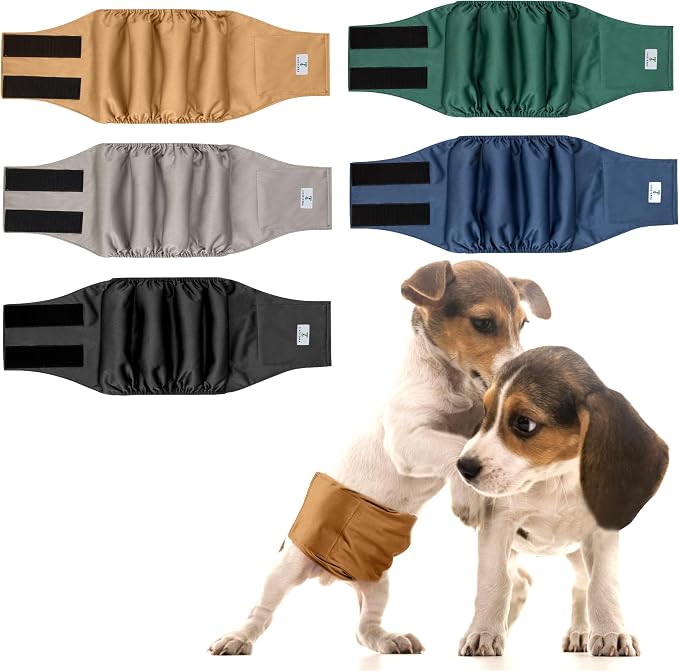 5 Pack Dog Diapers Male,Reusable Leakproof Pet Soft Dog Belly Band Wraps,High Absorbency Male Dog Diaper,Wider Washable Belly Band for Doggy Incontinence and Puppy Training