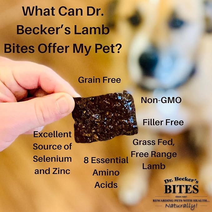 Dr. Becker's Lamb Bites | 100% Pure Meat Protein | Grain Free Liver Training Treats for Dogs & Cats, 5 oz (Pack of 3)
