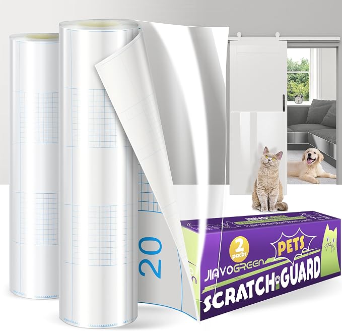 JINVOGREEN Cat Scratch Furniture Protector, 2 Pack 196.8" x 11.8" Couch Protector from Cat Claws, Thickened Transparent Self-Adhesive Furniture Protectors for Couch Protection from Cat Scratching