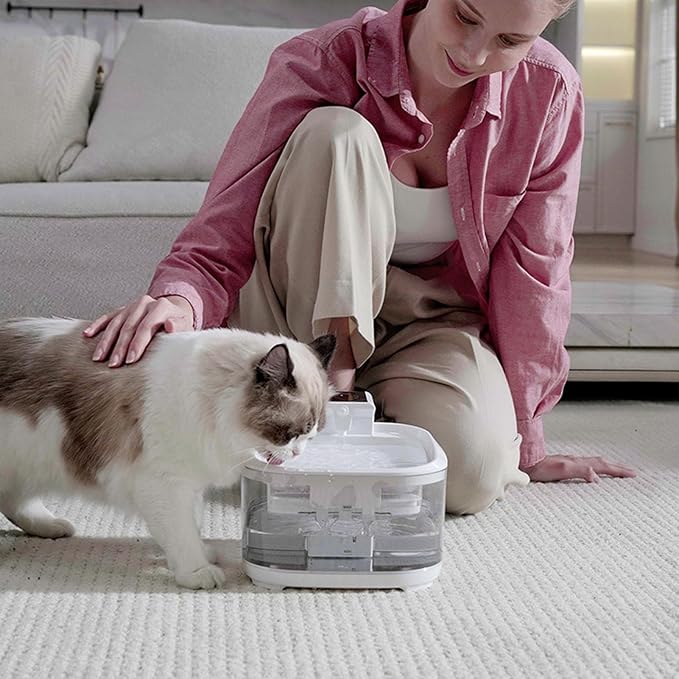 4.5L Stainless Steel Cat Water Fountain, Quiet Battery Operated Pet Water Fountain for Cats and Dogs with Motion Sensor, Ultra Quiet Pump, Multi Filtration with Auto Cycle System