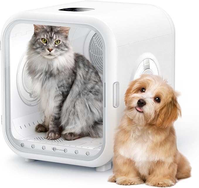 HomeRunPet Pet Dryer Box, 62L Automatic Cat Dryer with Patented Fresh Air Ventilation, Quiet 360° Even Drying, Smart Temperature Control, Ideal for Large Cats & Small Dogs (Drybo Pro)