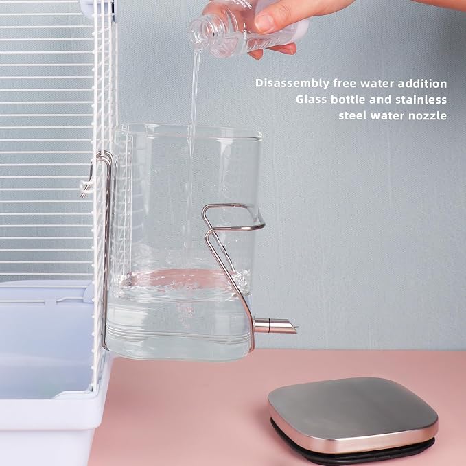 Rabbit Water Bottle, Guinea Pig No Drip Glass Water Dispenser Hanging on The Cage, Suitable for Ferrets, Hamsters, Guinea Pigs, Rats, Chinchillas