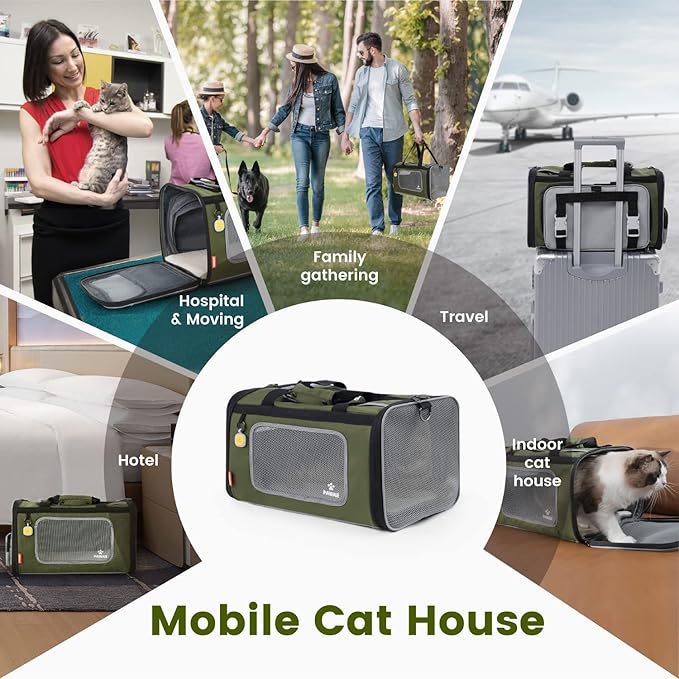 TSA Airline Approved Soft Sided Collapsible Pet Travel Carrier and Small cat Bowl