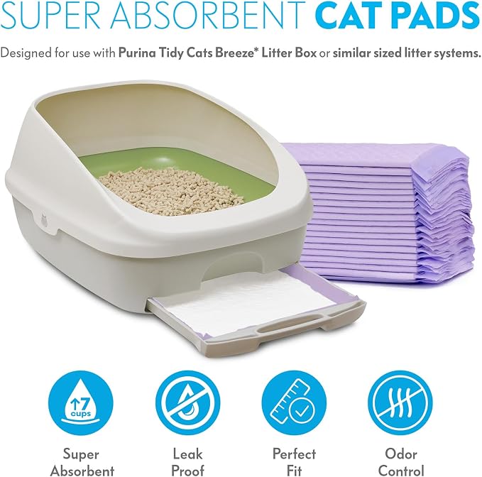 Paw Inspired Cat Pads, Generic Refills for Tidy Cats Breeze Litter Box System, Disposable Kitty Litter Liners for Easy Cleaning, Super Absorbent Pee Pads, 16.9 x 11.4 Inch (Scented, 20 Count)