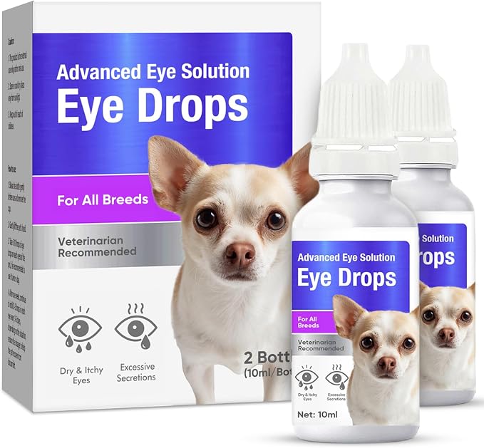 Dog Eye Drops, Premium Eye Drops for Dogs to Flush & Soothe, Advanced Dog Eye Wash for Daily Care & Tear Stain Prevention, Effective Dog Eye Infection Treatment, 10ml/2 Bottles