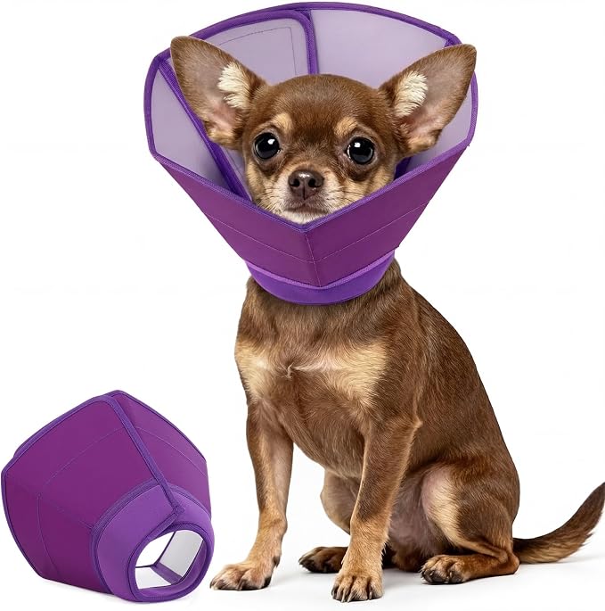 Soft Recovery Cone for Dogs Stop Licking, Comfortable Surgery Collar, Anti-Licking Healing Guard for Surgery, Spay, Injury, Skin Treatment, Elizabethan Recovery Collars, Purple, Size S