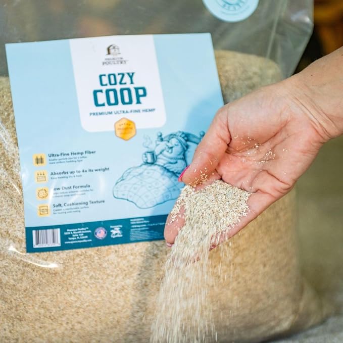 Cozy Coop Premium Siftable Hemp Bedding for Chicken Coop & Small Animals, Super Fine Low Dust Absorbent Hemp Bedding, Made in USA for Deep Litter, Nesting Boxes & Brooders, 10lb