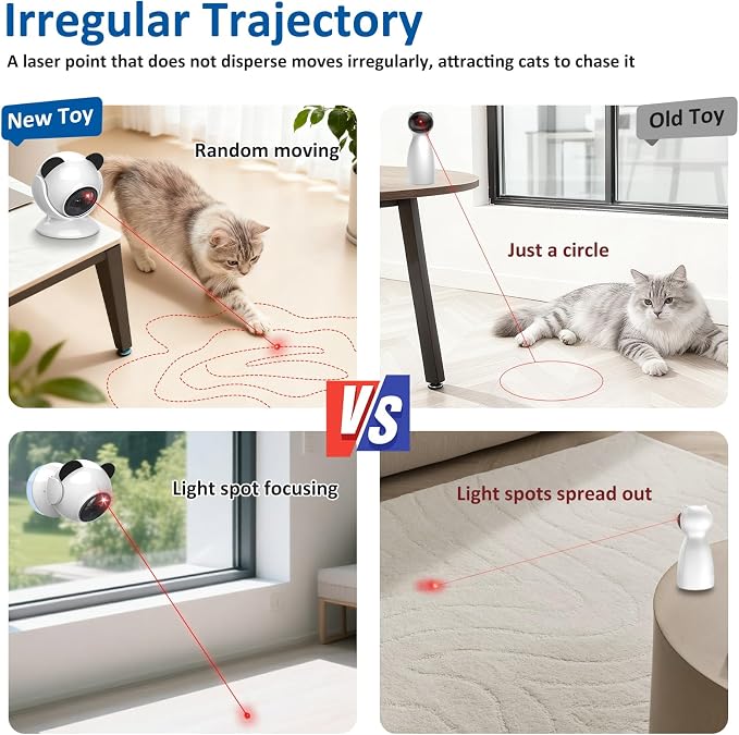 Sofolor Laser Cat Toys for Indoor Cats, Automatic Cat Laser Toy with Random Trajectory, Suction Cup Design, Run Quiet, USB Rechargeable