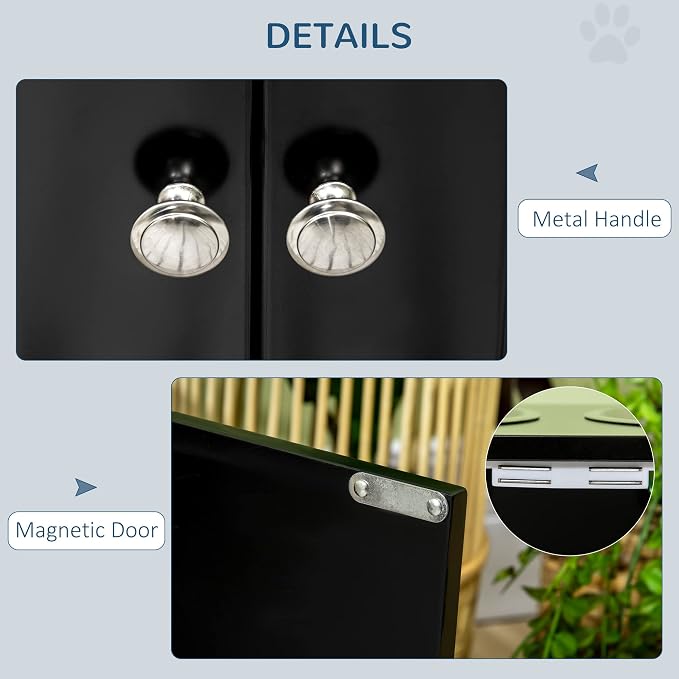 PawHut Large Elevated Dog Bowls with Storage Cabinet Containing Large 44L Capacity, Raised Dog Bowl Stand Pet Food Bowl Pet Feeding Station, Black