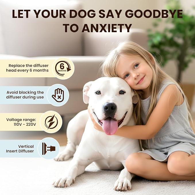 Dog Pheromones Calming Diffuser to Calm Dogs 11 IN 1 Kit (3 Diffusers+5 Refills+3 Collars) Pheromone Plug In for Stress Barking Pee Accidents Chewing Aggression Separation Anxiety Relief(Odorless)