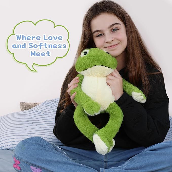 Muiteiur 17.7 Inch Plush Frog Stuffed Animal, Cute Frog Soft Toy with White Belly, Stuffed Frog Plush Toy Gift for Kids Girlfriend
