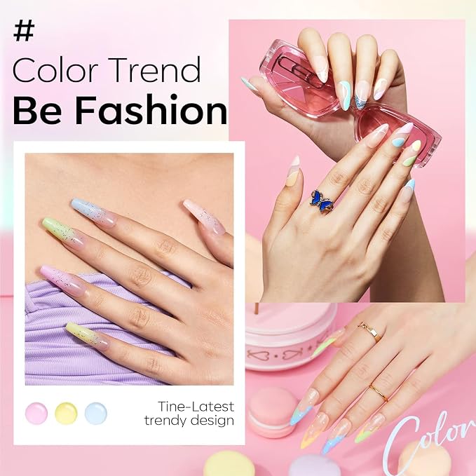 modelones 40Pcs Gel Nail Polish Set, 36 Colors 2026 Summer Spring Pastel White Pink Light Yellow Blooming Glitter Gel Polish Kit with 4PCS Glitter Matte Glossy Top Base Coat LED Nail Art DIY Gift