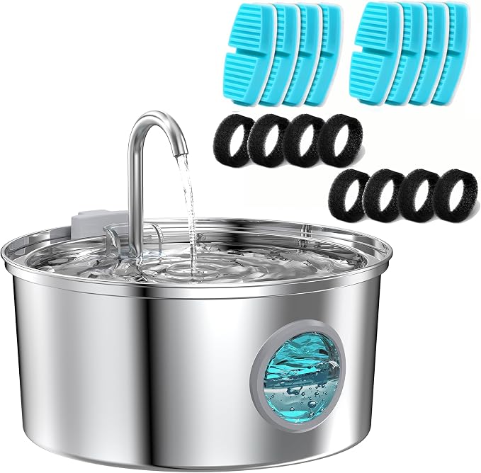 FOFNON Cat Water Fountain with 24 Filters, Including12 Pieces of Filters + 12 Pieces Sponges