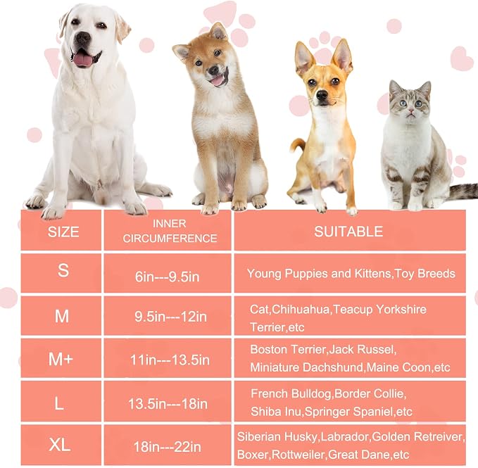 Inflatable Dog Cone Collar for Large Medium Small Dogs, Soft Dog Donut Collar Adjustable Recovery Cone for Pets After Surgery, Extra Enhanced Anti-Licking Guard Shield (Pink Donut, Small)
