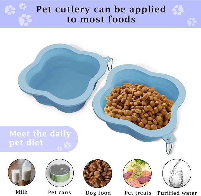 Dog Bowls Pet Collapsible Bowl Slow Feeder Outdoor, Dog Travel Bowls Portable Foldable Cat Water Dish Bowl for Pets Walking Parking Camping (Purple)