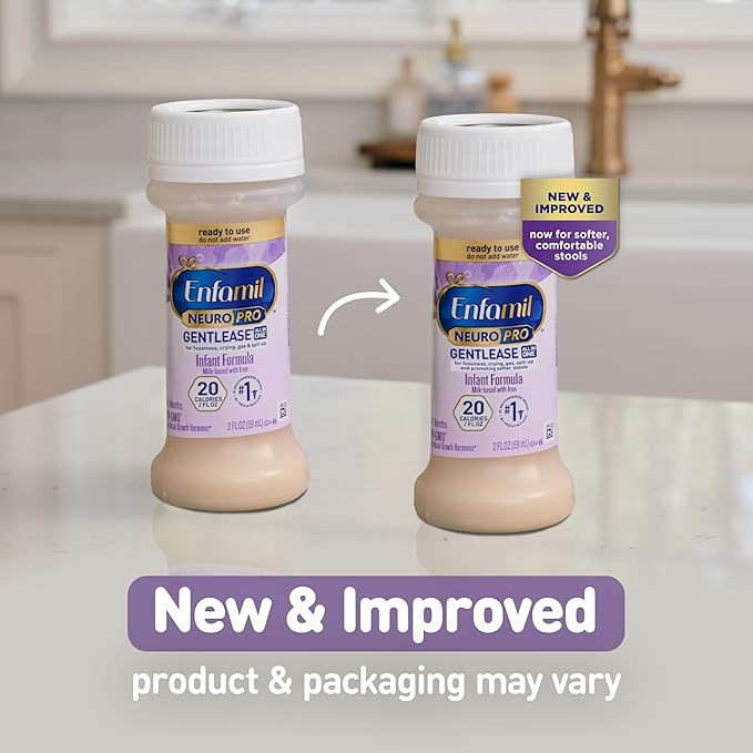 Enfamil NeuroPro Gentlease Ready-to-Feed with Smaller Proteins for Easy Digestion, Brain Supporting DHA, Prebiotic, HuMO6* Blend, Baby Formula for easing Fussiness, Crying, Gas, Spit-up in 24hrs, 2 Fl Oz, 6 Count (Pack of 8)