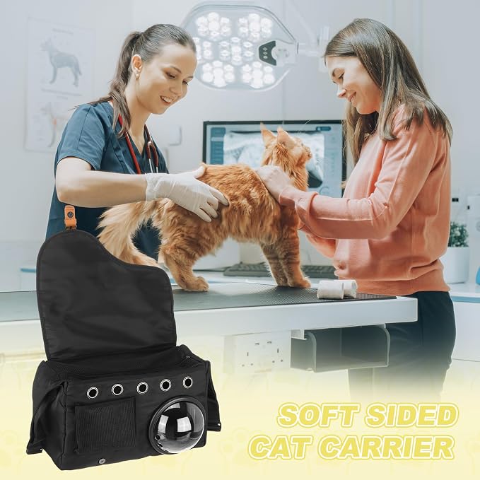 Bubble Cat Carrier, Travel Pet Carrier Soft Sided Breathable Cat Carrying Case for Kitten Small Dogs Up to 14.3 lbs (Black), Intended for Hiking/Camping/Traveling