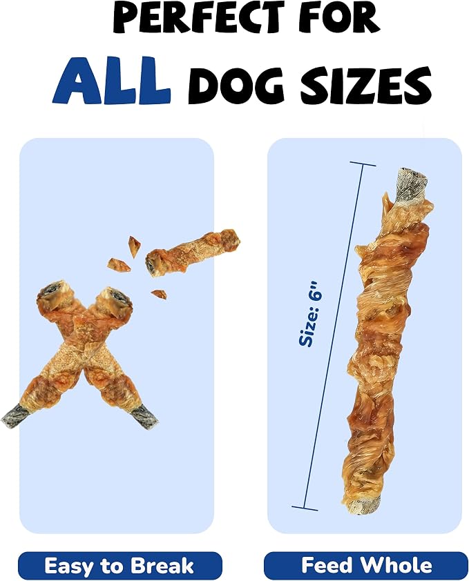 PAWUP Dog Treat Chicken Wrapped Cod Skins, Fish Chews Rolls for Medium Dogs, Healthy, Rawhide-Free, 21 oz