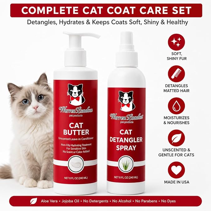 Warren London Cat Detangler & Hydrating Butter Combo, Unscented 8oz
