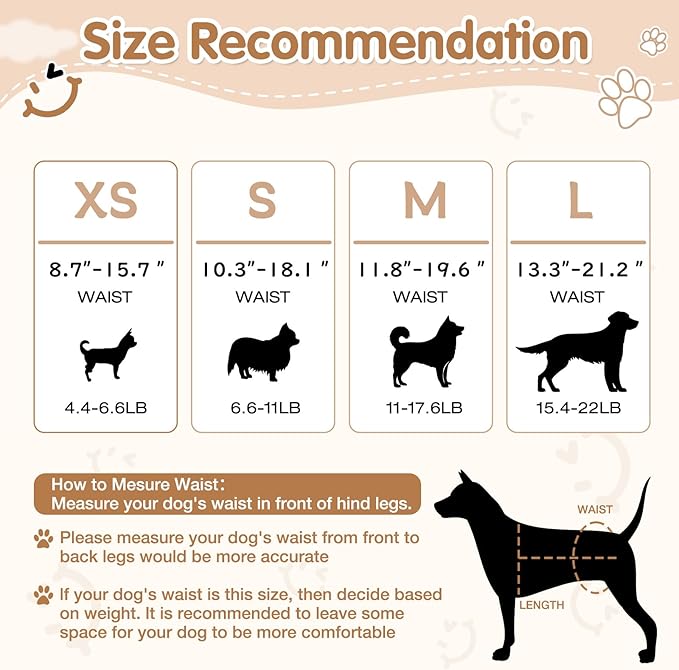 Dog Diapers Female, Pull It Up Disposable Puppy Diapers with 360°Stretchy Waist,Super Absorbent Leak-Proof Doggie Diapers for Dog in Heat Period(XS,60PCS)