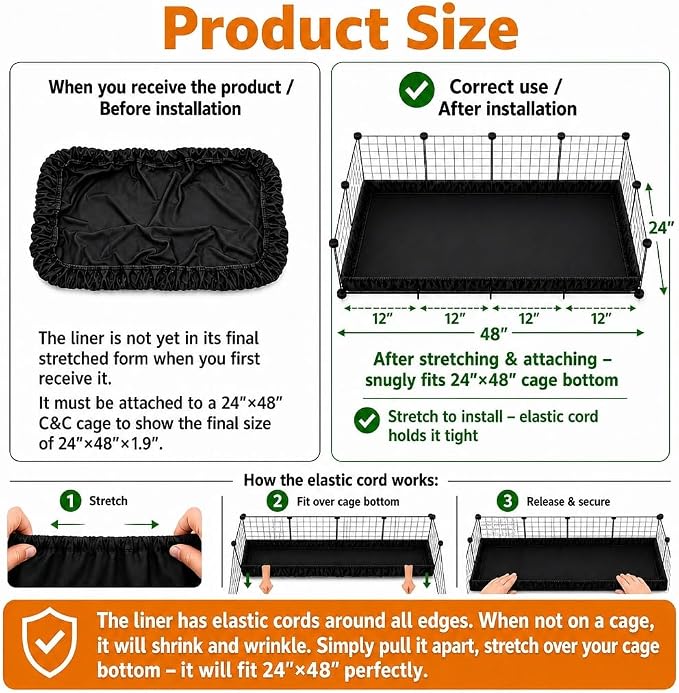 PJYuCien C&C Cage Bottom 24"x48", Easy to Install | Use as Top, Use as Bottom and Top Set, Protect Floor, Saves Time and Effort,for Guinea Pig and Other Small Animals