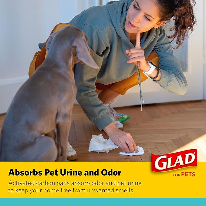 Glad for Pets Black Charcoal Puppy Pads, 120 Count, 17.5 x 23.5 Inch, Charcoal Odor Neutralizing, Super Absorbent, Leak-Resistant Edges, Pheromone Attractant, Disposable - 2 Pack