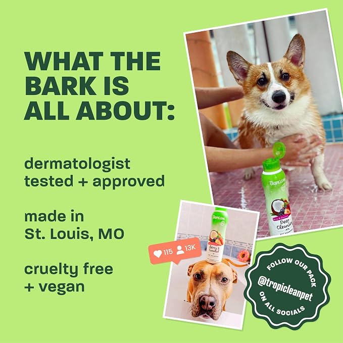 TropiClean Dog Grooming Kit, Papaya Pamper Pack (2-in-1 Dog Shampoo and Conditioner 20oz, Dog Perfume 12oz, Dog Wipes 100ct)