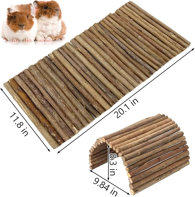 Tfwadmx Wooden Hamster Bridge, Extra Large 2 Pcs Small Animal Bendy Bridge Tunnel Hut Hideout Ladder Hideaway Climbing Chew Toy for Gerbil Guinea Pig Chinchilla Rabbit Ferret Hedgehog Rat Gerbil