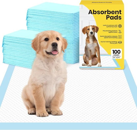 Dog Pee Pads: Super Absorbent & Leak-Proof Puppy Pads - Thicken Disposable Dog Training Pads Potty Pads for Dogs - Pee Pads for Doggie Cats Rabbits Quick Dry 24''x24'' Pack of 100