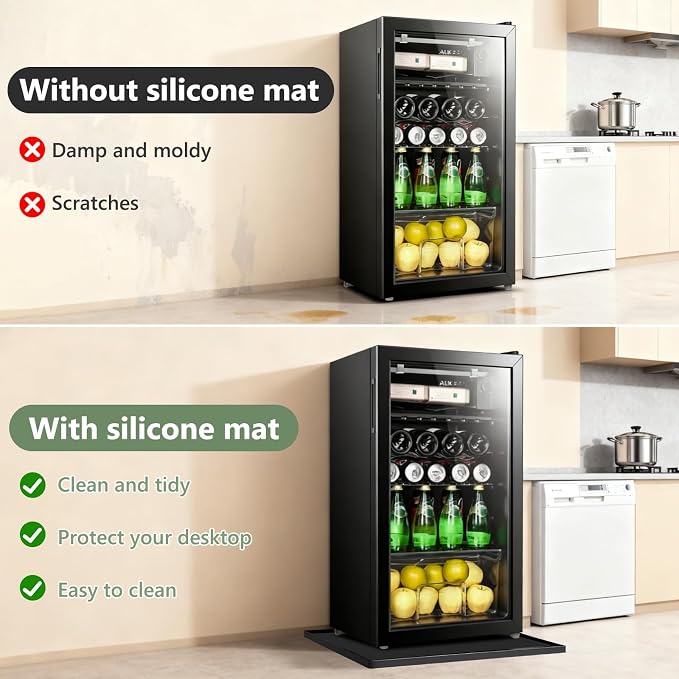 AKEfit Heat Resistant Silicone Mat, Non-Slip Waterproof Air Fryer Mat for Kitchen Countertops, Oven, AC,Stove Top & Dining Table Protection (BLACK)