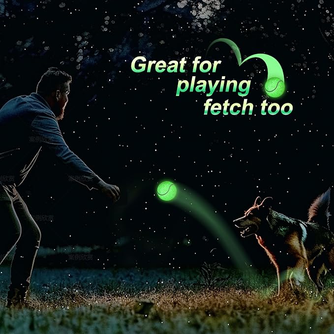 EliteTrace Glow in The Dark Tennis Balls, 3 Pack Training Tennis Balls Practice Balls, Pet Dog Playing Balls, With Rapid Glow Activator and Mesh Bag, Good for Pet Traning and Beginner Training Ball