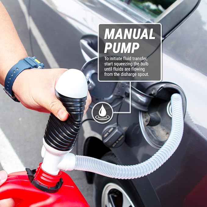 TERA PUMP - Manual, Portable Siphon Pumps Up to 12 Liter per Minute - Multiuse Patented Suction Tube Can be Set Straight (Rigid) w/Additional Piece, Or Flexible For Irregular Shaped Containers
