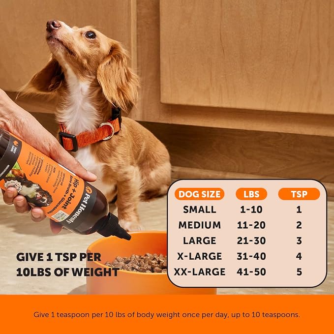 Dog Hip and Joint Supplement Liquid - Glucosamine Chondroitin MSM Bone Broth for Dogs Food Topper - Advanced Mobility Support Oil Eases Stiffness and Joint Discomfort in Large and Senior Dogs (12oz)