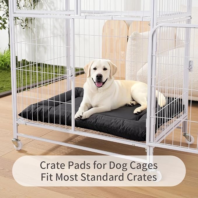 SOMAHE Large Dog Bed with Removable Washable Cover - Orthopedic XL Dog Crate Pad, Waterproof Oxford Fabric, Non-Slip Bolster Bed for Large Dogs, 42x28 Inch, Black