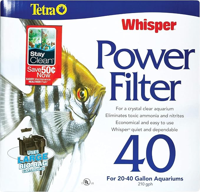 Tetra Whisper Bundle | Whisper 40 Power Filter & 3pk Medium Bio Bag Filter Cartridges