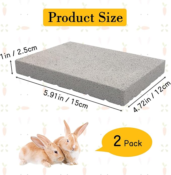 BNOSDM 2Pcs Rabbit Grinding Claw Pads 2Pack Bunny Scratch Foot Pads and Rabbit Grinding Claw Pads Natural Hamster Lava Stone Teeth Grinding Scratching Pad Chew Toy for Small Animals
