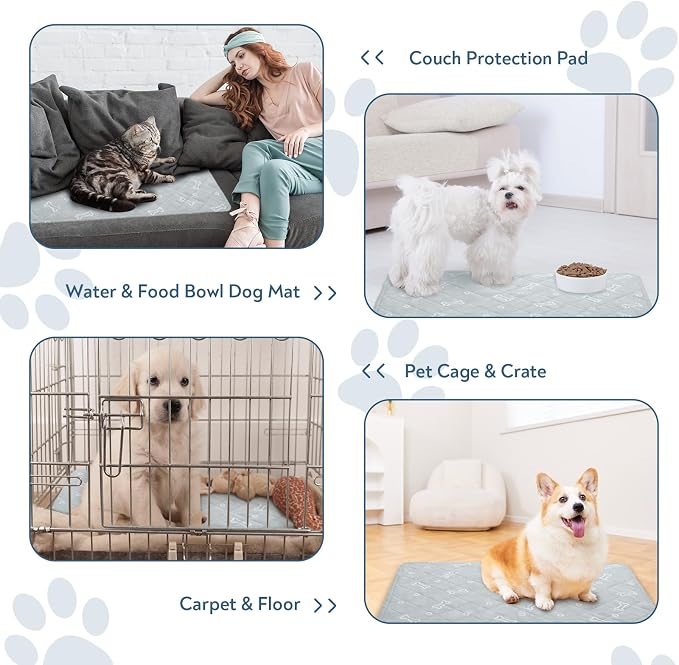 Washable Pee Pads for Dogs, 2 Pack Reusable Puppy Pads 23" x 36", Super Absorbent & Waterproof Training Mats for Potty, Crate, Kennel, Playpen, Bed & Sofa, Anti-Slip Wee Pee Pads for Dogs