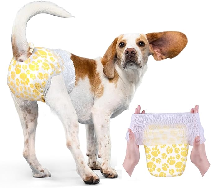 Dono Dog Diapers Female with Stretchy Waist-10-48Pcs, Disposable Full Wrap Female Puppy Dog in Heat Period Diapers, 360° Leak-Proof Super Absorbent Doggie Puppy Diapers (M-72 Count)