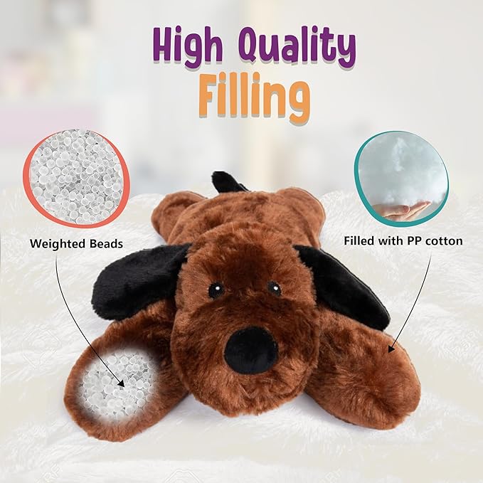 Cuddle Buds 5lbs Weighted Dog Stuffed Animal for Sensory Needs, 20'' Plush Dog, Weighted Stuffed Animals for Adults, Soft Plushie Toy