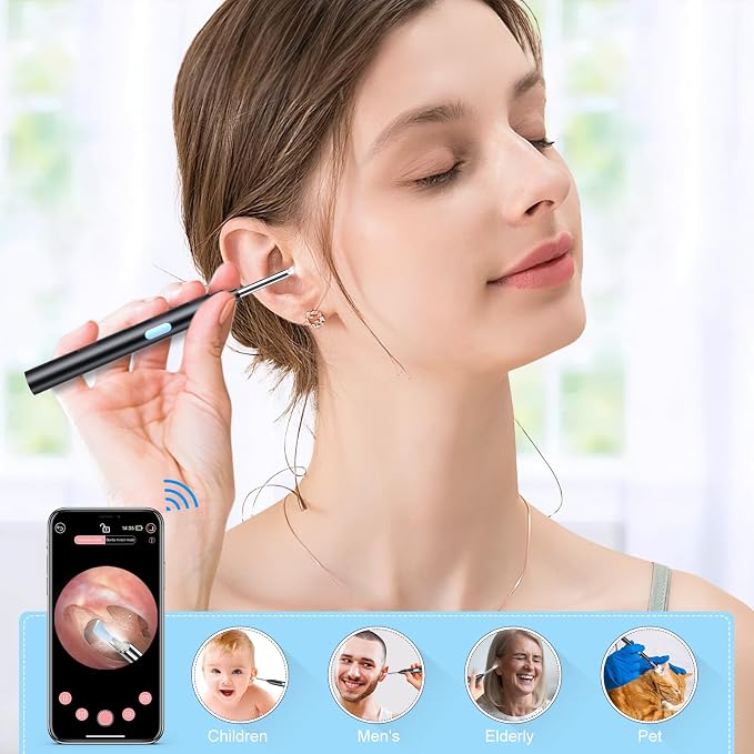 2 in 1 Ear Wax Removal Tool kit,Ear Cleaner Kit,Ear Flushing Kit for Adults Dog Cat Ear Cleaning Kit,Ear Irrigation Kit Ear Cleaner with Camera