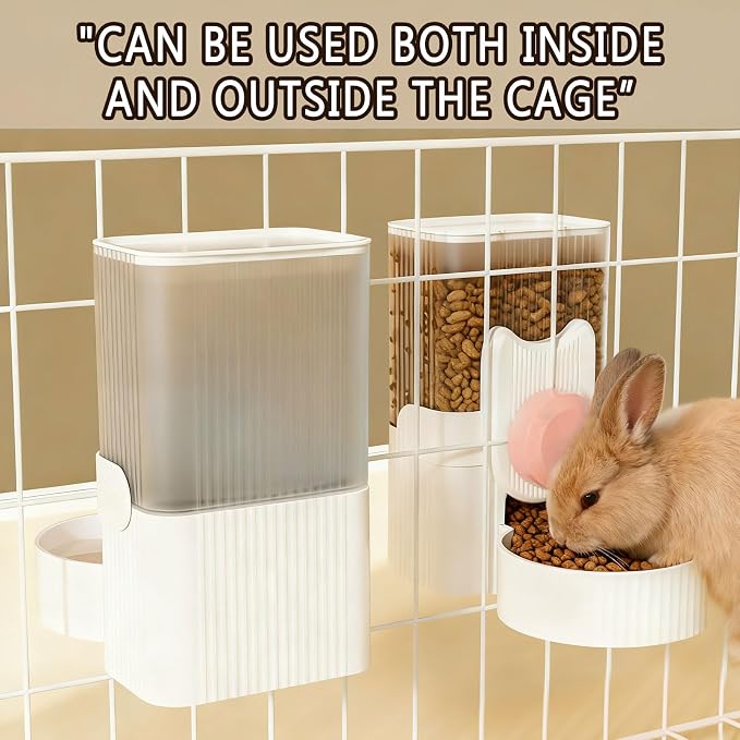 kathson Hanging Automatic Pet Food and Water Dispenser,Gravity Auto Rabbit Feeder for Cage,Guinea Pig Feeder and Waterer Set,Cat Food Bowl Dog Feeding Station for Bunny,Ferret,Chinchilla (Pink)
