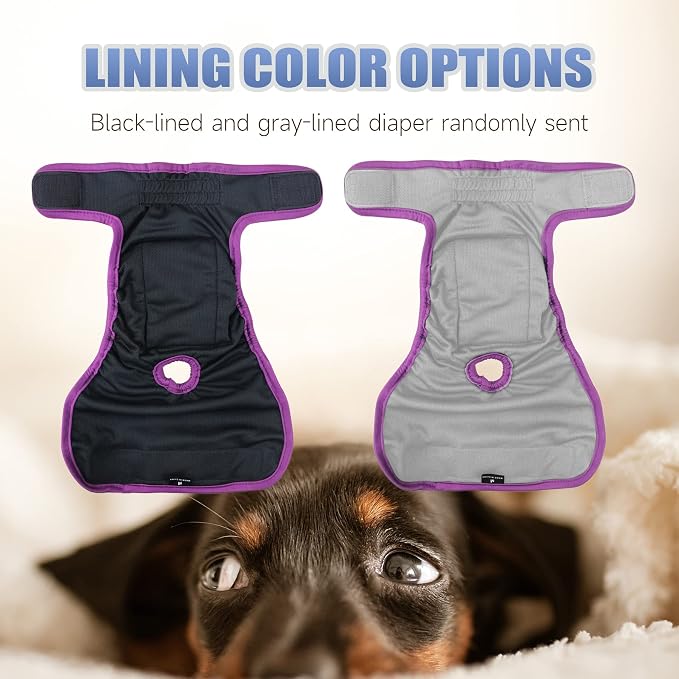 Leekalos Reusable Washable Dog Diapers Female (3 Pack) - Highly Absorbent Doggie Diapers - Size Adjustable Puppy Diapers for Dog Period Panties (XX-Large,Red,Purple,Black)