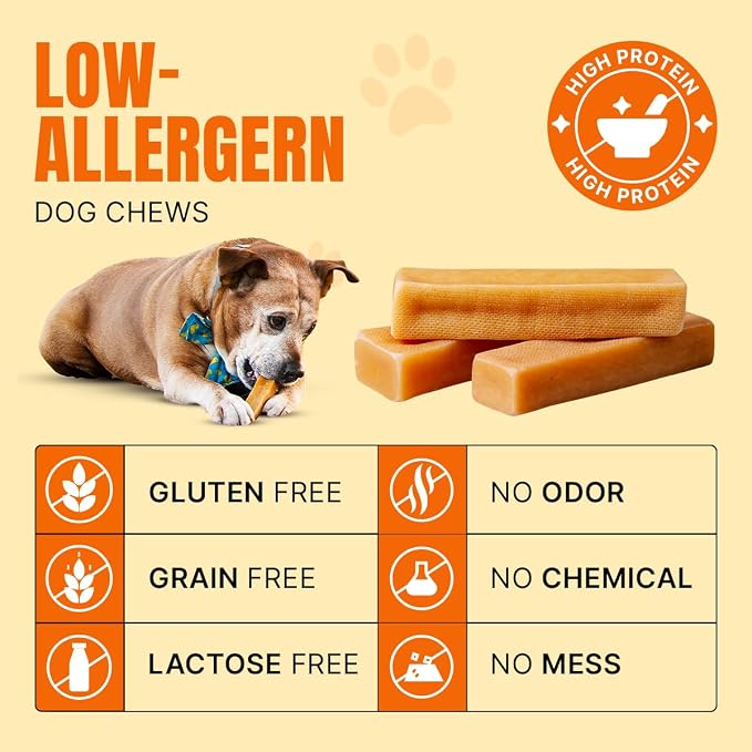 Tibetan Dog Chew (X-Large, 6.0 oz) Yak Treats - No Additives and No Preservatives. Keep Your Bored Fur-Babies Busy and Entertained for Hours (for Extra-Large Dog Breed)