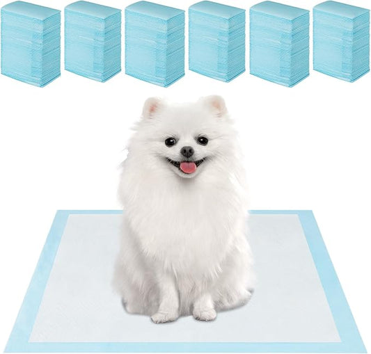 PETSITE Dog and Puppy Pee Pads, 6-Layer Leak-Proof Super Absorbent, Quick-Dry Surface, Indoor Outdoor Disposable Potty Training Pads, Blue & White (18" x 13" (300 Count))