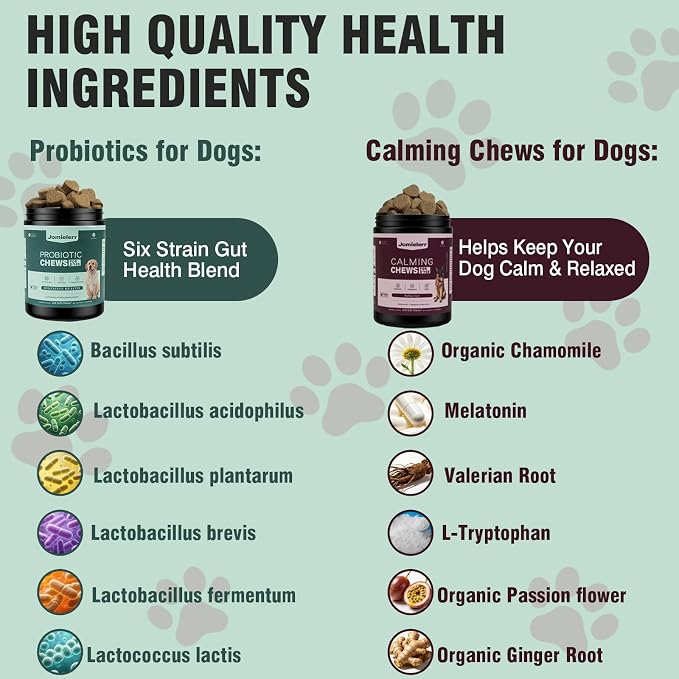 Dog Calming Chews & Dog Probiotics Bundle, 400 Ct Dog Supplements, Anxiety Relief & Gut Health Support for Dogs, Chicken Flavor