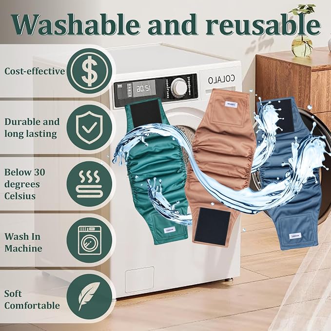 Reusable Dog Diapers Male, Premium Washable Belly Bands for Dogs Extra Large, Pack of 5, High Absorbing Dog Wraps for Doggie & Puppy in Incontinence or Excitable Urination and Training(XL)