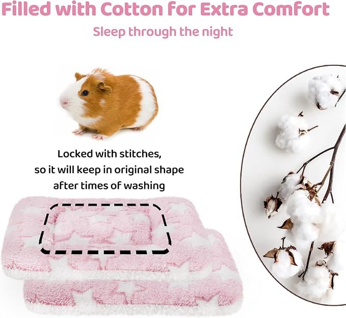 Amakunft 2 Pcs Guinea Pig Bed Mat Washable, Rabbit Winter Bed Pad for Indoor & Rabbit Pee Pads, Pet Toilet/ Potty Training Pads, Super Absorbent Guinea Pig Disposable Diaper