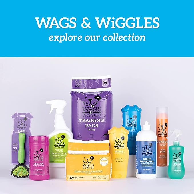 Wags and Wiggles Freshen Deodorizing Wipes for Dogs, Fresh Strawberry Scent - Dog Wipes that Eliminate Odors Between Baths, Easy at-Home Grooming, Dogs and Puppies, 100 Count - 12 Pack