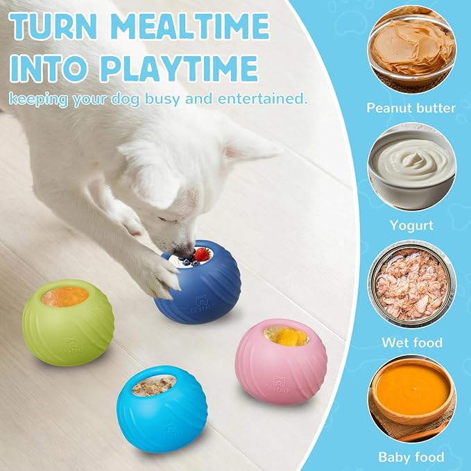 Long-Lasting Dog Lick Toy, Wobbly Dog Enrichment Lick Bowl to Keep Dogs Busy, Interactive Stuffable Dog Treat Feeder for Boredom, Silicone Treat Dispensing Chew Toy(Light Blue,L)