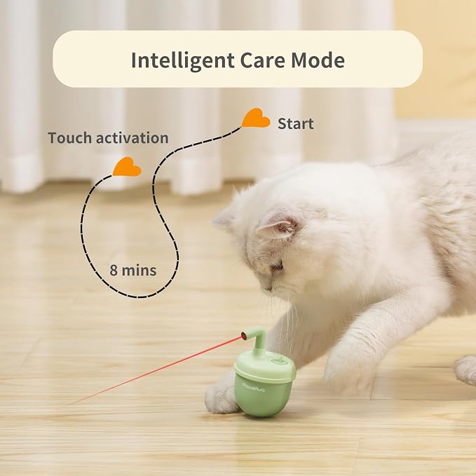 MayMaw Automatic Cat Laser Toy - 360° Self-Balancing Laser with 3 Adjustable Speeds & USB Rechargeable Interactive Toy for Bored Indoor Cats (Green)